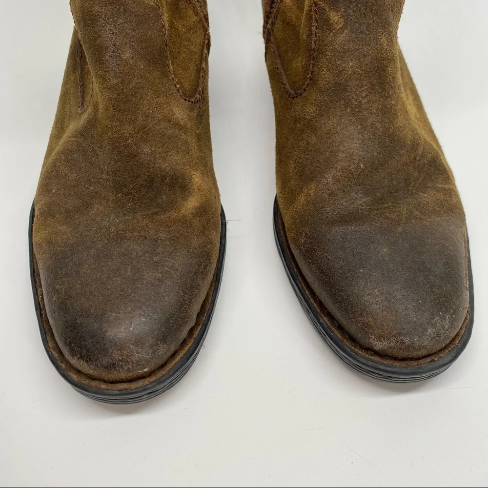 Born Brown Leather Suede Karin Lace Detail Ankle Boots - Picture 4 of 8